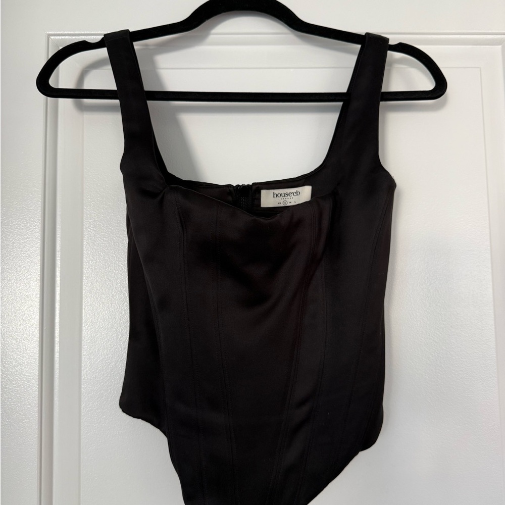 House of CB Black Corset Bodysuit with Wide Straps